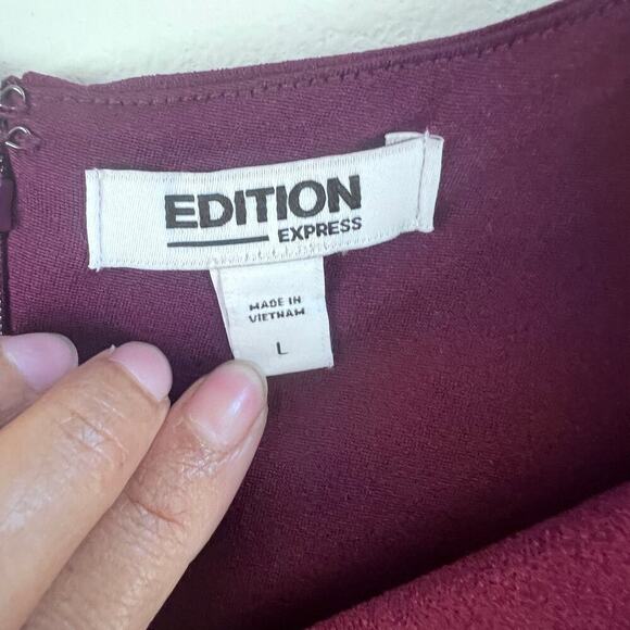 Sweetheart Neckline Burgundy Lace Long Puff Sleeve Express Mini Dress Size Large - Picture 5 of 8